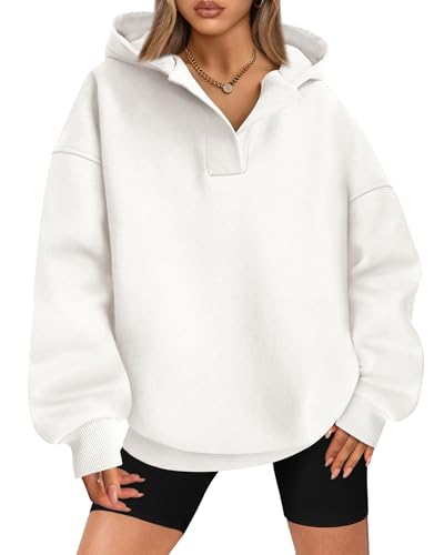 BTFBM Women's Oversized Hoodies Casual Fleece Long Sleeve V Neck Sweatshirts 2025 Trendy Fall Outfits Winter Clothes