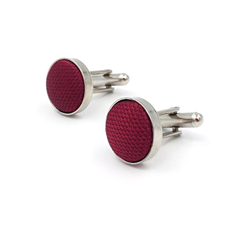 SHLAX&WING Solid Color Red Burgundy Wedding Silk Matching Cufflinks2