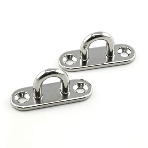 Lind Kitchen 2-Pack M5 Strip Type Eye Plate with Enclosed Hook 304 Stainless Steel Heavy Duty Ceiling & Wall Mount Hanging Hardware Fitting for Yoga Hammock Swing Marine Boat Application