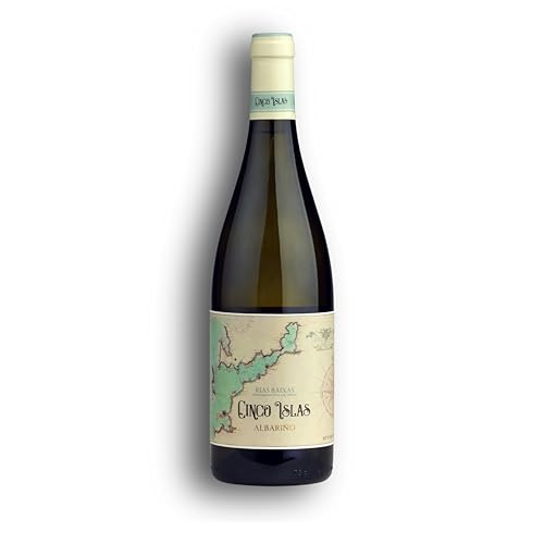 Cinco Islas Albariño Selección – Vino Blanco Premium D.O. Rías Baixas – Gran Bacchus de Oro 2022 – Botella con Faro Termosensible – 75cl – Vino Gallego para Mariscos, Gourmet y Regalo