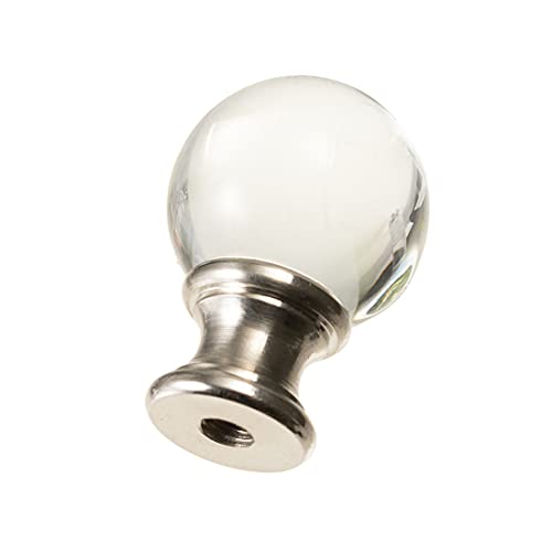 Image of Lighting Lamp Finials 1-1 /2 In High, 1 /4-28 In Base Ball for Shade, Top Screw, Table Lamps, Floor Lamps, Topper Knob, Glass Crystal Clear 2PCS