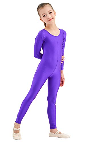 Image of Kepblom Girls Scoop Neck Long Sleeve Unitard Bodysuit Dancewear For Child
