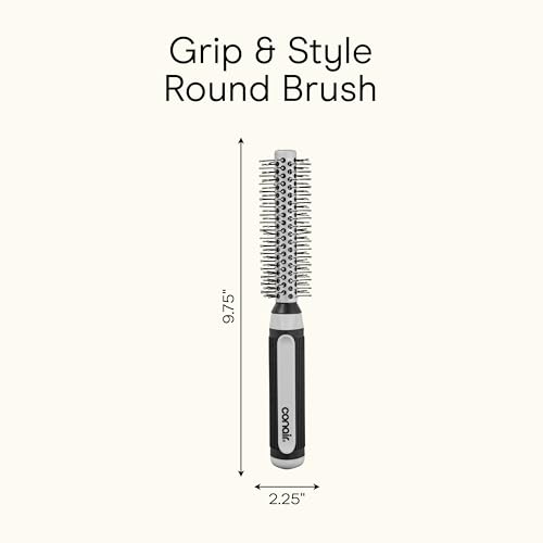 Conair Round Brush, Grip & Style, Metal, Nylon Bristle, Grey - image 9
