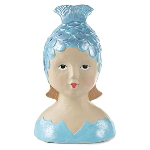 baden import Stand Decorative Head Lady Head Light Blue with Fish Cap Cover