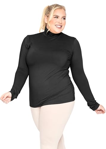 Image of Womens Turtle Neck | Long Sleeve and Sleeveless Top | Plus Size XL-7X | Tops Women White Turtleneck Women