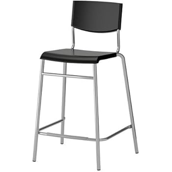 Amazon Com Ikea Bar Stool With Backrest Black Silver Color 1824 17178 222 Furniture Decor
