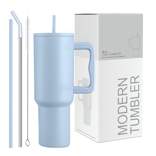 Image of Stainless Steel Tumbler with Lid & Straw, 100% Leakproof Tumblers with Handle, Sipper for Office,Gym & Outdoors 1200ml Tumbler (Blue)
