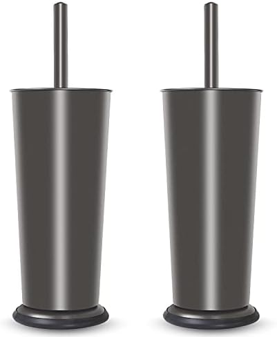 LAISU Toilet Bowl Brush and Holder, 2 Pack Toilet Brushes for Bathroom Deep Cleaning, Toilet Brush Set with Lid for Splash-Proof Odor-Free, Leakproof Inner Cup, Anti-Slip Base, Dark Bronze Finish