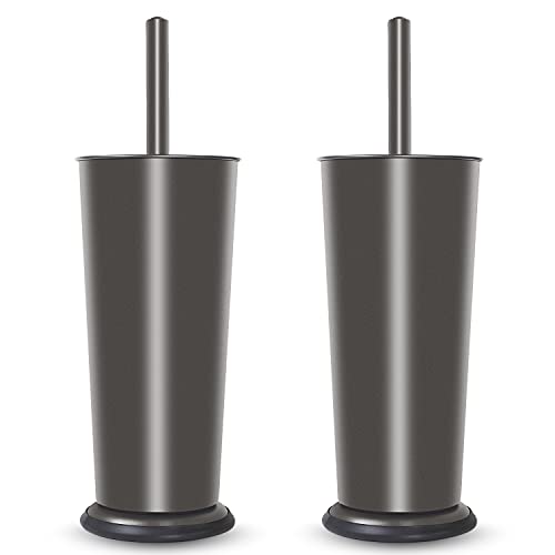 Laisu Toilet Bowl Brush And Holder, 2 Pack Toilet Brushes For Bathroom Deep Cleaning, Toilet Brush Set With Lid For Splash-Proof Odor-Free, Leakproof Inner Cup, Anti-Slip Base, Dark Bronze Finish #TOP2