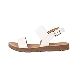 Kassie Daniel ~ RAIN-2 ~ KIDS/CHILDREN/GIRLS Casual Open Toe Single Band with Elastic Ankle Strap Buckle Fashion Slide Flat Sandal (WHITE, 5)