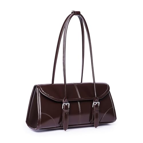 Image of YFGBCX Faux Leather Tote Bag for Women Burgundy Purses Small Shoulder Bag Wine Colored Purse Y2k Red Handbag Purse