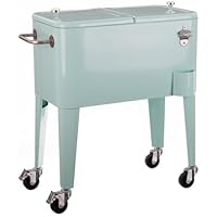 LOLAhome Nevera Carrito Vintaje para Barbacoa | Verde, 56 litros