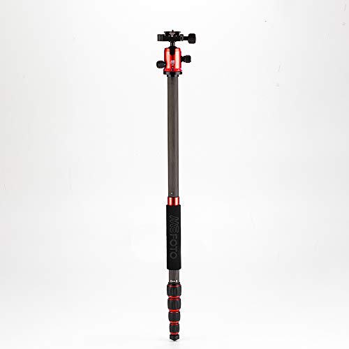 Mefoto Roadtrip Lightweight 61.6" Carbon Fiber Tripod/Monopod, W/Case, Twist Locks, Triple Action Ballhead W/Arca Swiss Plate - Red (C1350Q1R) #TOP6