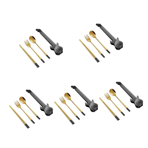 Cabilock 5 Sets Spoons Silverware Chopsticks Reusable Lunchbox Dinnerware Utensils Plate Pan Meal Prep Container Teaspoons Forks and Spoons Silverware 304 Stainless Steel