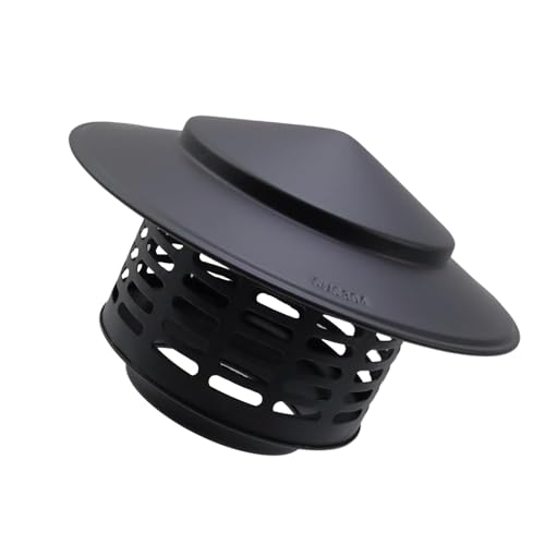 Ankuce Cone Top Chimney Cap, Chimney Cover Cap Outside Roof Fireplace Screen Cover Exterior Stove Pipe Topper (Black, 3 in)