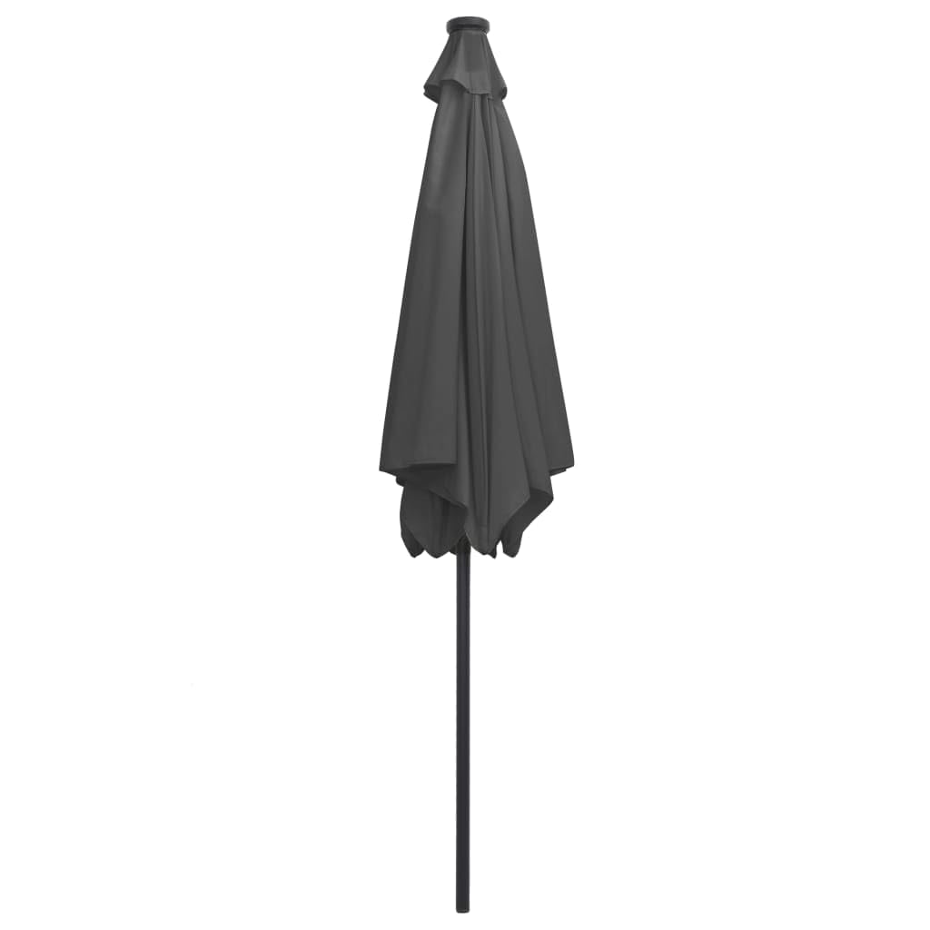 vidaXL Ombrellone con Luci a LED e Palo in Alluminio Parasole Protezione per Il Sole Telo Protettivo Tenda Accessori da Esterni 300 cm Antracite