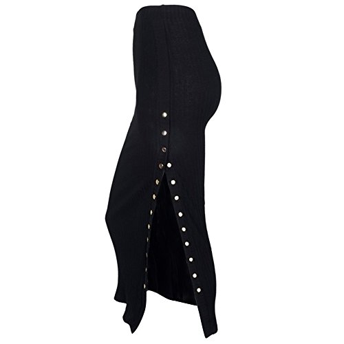 gagaopt High Waist Bodycon Party Pencil Slit Knit Skirt for Women Casual Fashion Black