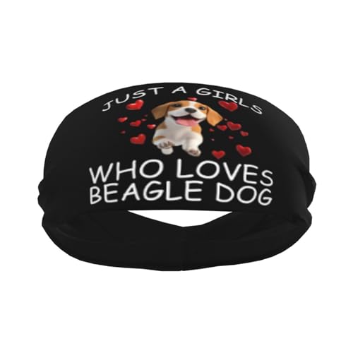 Just A Girls Who Loves Beagle Dog Adjustable Sports Headband Moisture Wicking Sweatband for Running Workout2