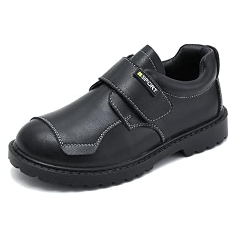 Yeeteepot Kids Leather Shoes Boys School Uniform Shoes Formal Shoes Moccasins Oxfords Velcro Sneaker Black B Cover