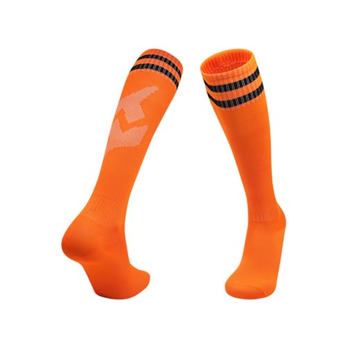 HUAJINGKEJI Medias de fútbol que absorben la humedad, talón reforzado, alta elasticidad, flexión, estabilidad, doble raya, plan atlético, medias de fútbol de tubo alto para entrenamiento