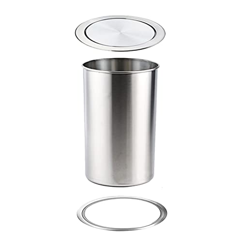 Caneca de Basura Redonda de Acero Inoxidable con Tapa Abatible