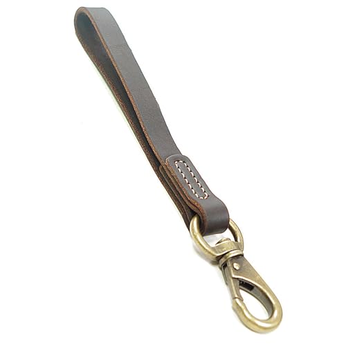 大型犬 訓練用 ゴールドフック ショートリード 本革 ブラウン 牛革 (2.1×30.5 cm)