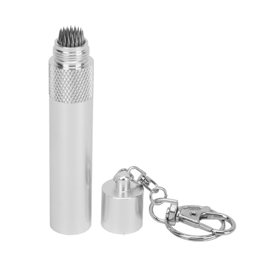 HERCHR Outil De Pointe De Queue De Billard, Outil De Piquage De Billard en Alliage D'aluminium Portable avec Porte-clés Accessoire De Billard pour Queue De Billard(Argent)