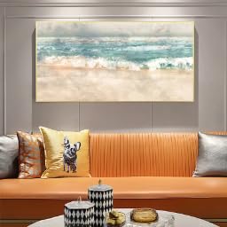 Laminas abstractas de paisajes playeros para decorar una sala de estar moderna 3