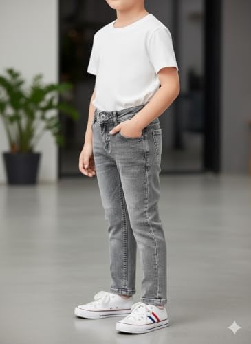 Image of A.T.U.N. (ALL THINGS UBER NICE) Boys Cotton Stretchable Straight Fit Denim Jeans | Soft Washed Mid Rise Comfort Jeans for Everyday Wear | Durable Stylish Casual Bottom Wear