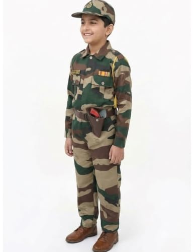 Image of BookMyCostume Kids 6-Pcs Forces & Community Helper Costume Collection - Army, Military, Navy, Police & Soldier Outfits - Fancy Dress for Patriotic Events, School Annual Day, Role-Play & Competitions