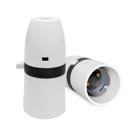 White Pendant B22 Standard Switch Light Lamp Holder, Switched Lamp Holder 10MM Thread