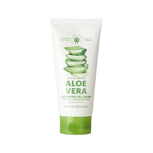 NATURE REPUBLIC Aloe Vera Reinigungsgel-Creme, Sanfte Reinigung & Feuchtigkeitspflege, 150 ml, Mit 92% kalifornische Aloe Vera, Für alle Hauttypen, K-BEAUTY