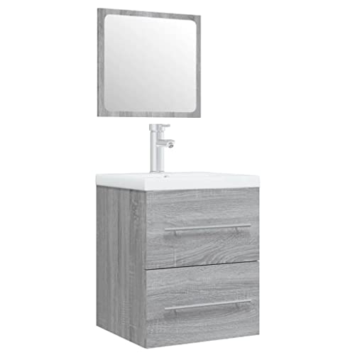vidaXL Sink Cabinet with Built-in Basin Sink Unit Bathroom Vanity Unit Washbasin Storage Under Sink Cabinet Grey Sonoma Engineered Wood