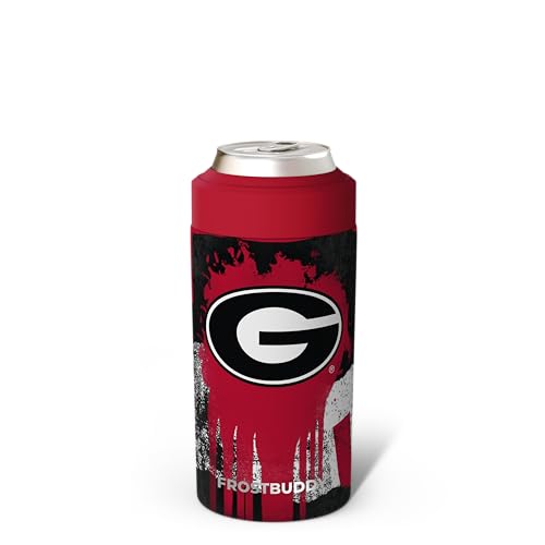 Image of Frost Buddy Universal Can Cooler (Georgia Bulldogs | Drip) | 20x colder, cold up to 24 hrs | Sleek, lightweight design | Premium build quality | Coffee-mug ready with add-on lid