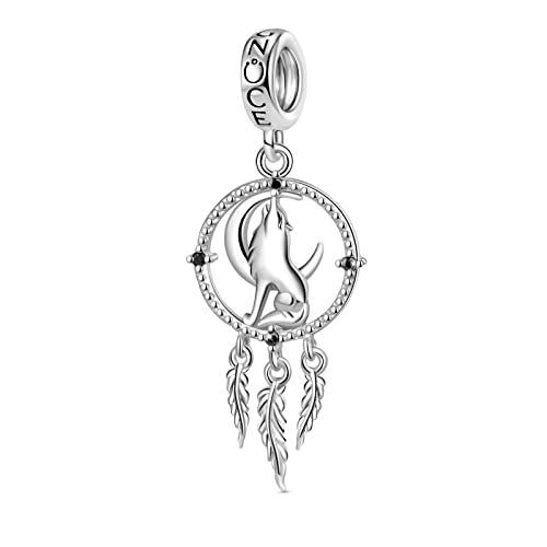 GNOCE Wolf Dream Catcher Pendant Charm 925 Sterling Silver Phoenix Dangle Charms for Charms Bracelet Gift For Women Fit Neckalce/Bracelet (Dream Catcher)
