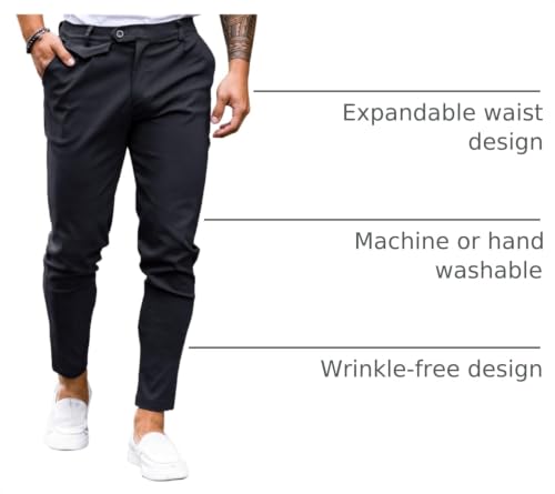 Image of Mens Chinos Slim Fit Pants Stretch Tapered Dress Pant Casual Trousers