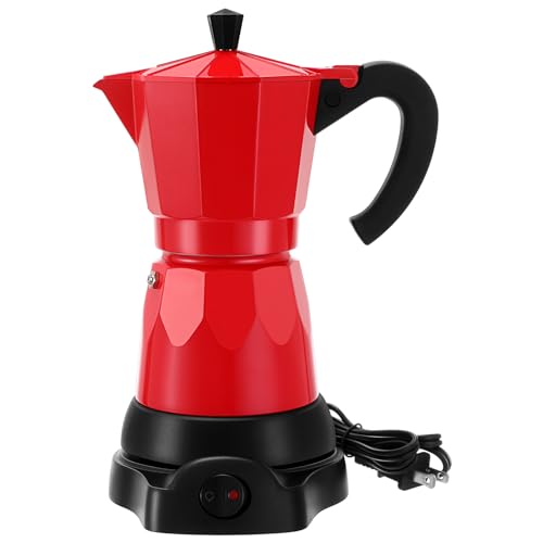 Image of 6 Cup Electric Espresso Coffee Maker 300ml Aluminum,Red