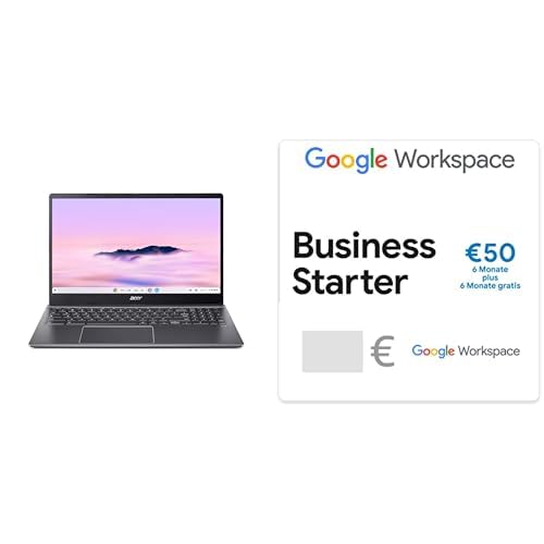acer Chromebook Plus 515 (CBE595-2-316V) Laptop, Google ChromeOS Core, 15.6" FHD IPS, Intel Core i3-1215U, 8GB RAM, 128GB SSD, Intel UHD Graphics + Google Workspace Business Starter Gutschein