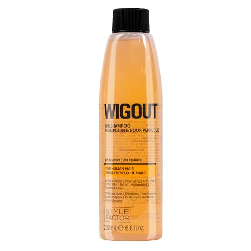 Style Factor WIGOUT Wig Shampoo for Human Hair - pH Balanced Moisturizing & Gentle Cleanse Protective Care Detangling Frizz Free Soft and Silky Shine Contains Vegan Keratin 6.8 Fl Oz