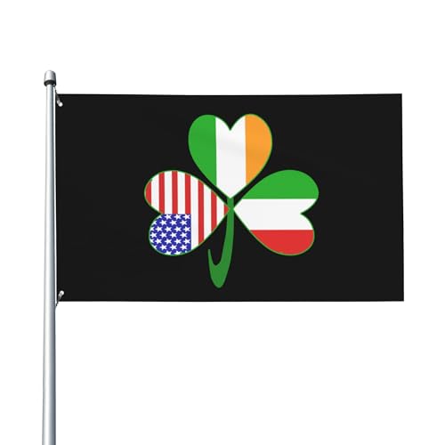 QIENNZELE Italian Irish American Shamrock Yard Party Flag Built for Outdoor Use America Banner Flags Garden Yard Flag Custom
