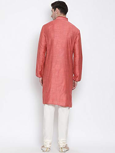 Image of VASTRAMAY Men's Beige Cotton Kurta and Pyjama Set