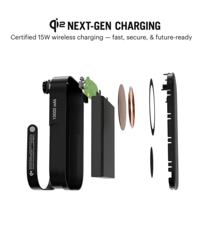 Image of DailyObjects Loop Qi2-Certified 10000 mAh Fast Charging MagSafe-Compatible Wireless Aluminium Power Bank - Black Compatible with iPhone 16, 15,14,13,12 Series | Multi-Layer chipset for Protection