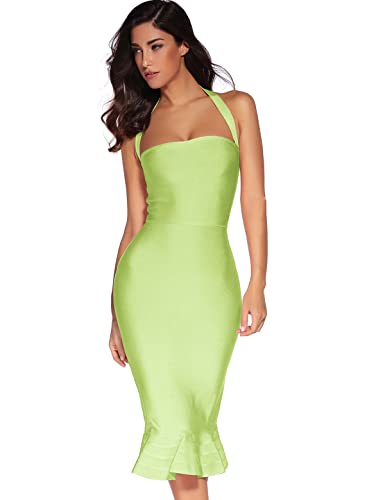 Image of meilun Womens Halter Fishtail Bandage Party Dress Elegant Wedding Guest Dress