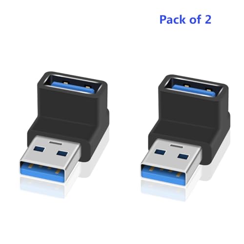 Image of Tobo 90 Degree USB 3.2 Adapter Up and Down Angle Type A Male to Female Connector USB L Shape Extender Supports 10Gbps Data Transfer & Charging PC, Laptop, Hard Drive, Keyboard TD-1075TC Pack of 2