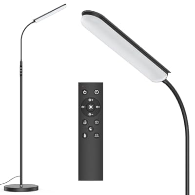 Denlead Floor Lamp, 15W Bright LED Floor Lamps for Living Room, Remote & Touch Control, 0.5H/1H Timer, Adjustable 2700K-6500K Colors & Brightness Eye Caring Reading Lamp, Gooseneck Standing Lamp