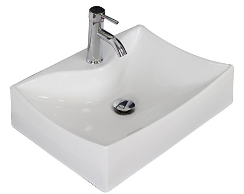 American Imaginations AI-5-1733 Wall Mount Rectangle Vessel for Single Hole Faucet, 21.5-Inch x 16-Inch, White