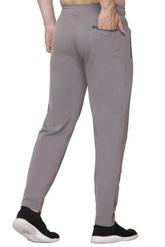 Image of Plus Size Cotton Loop Knit Lowers for Men with Zip Pocket, Night Pant, Sports Trouser, Gym n Lounge Wear Track Pant for Boys Grey 6XL