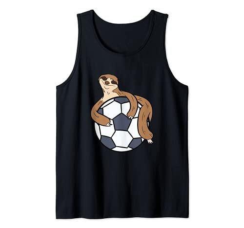 Cute Sloth Soccer Kids Lazy Sloth With Soccer Ball Tank Top, Black