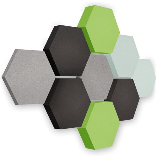 platino24 Akustikpaneele 9 Elemente Edition LOFT 3D I Ø 300mm Akustikplatten Schalldämmung Wand & Decke I Akustikschaum Schall-Absorber aus Basotect 30-70mm mit farbiger Akustikbeschichtung