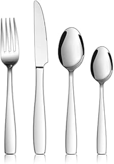 16 Piece Cutlery Set, Homikit Stainless Steel Flatware Silverware Sets for 4, Elegant Knives Forks Spoons Set Ideal for Home Wedding Party Camping, Healthy & Durable, Mirror Finished & Dishwasher Safe